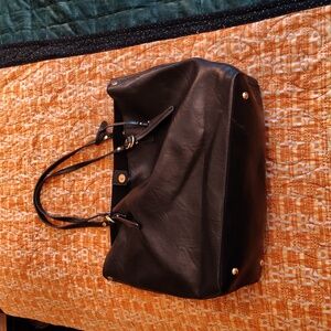 Elegant Black Leather Tote Bag
